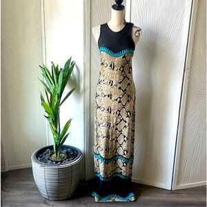EUC Roberto Cavalli | sleeveless maxi mesh and knit dress